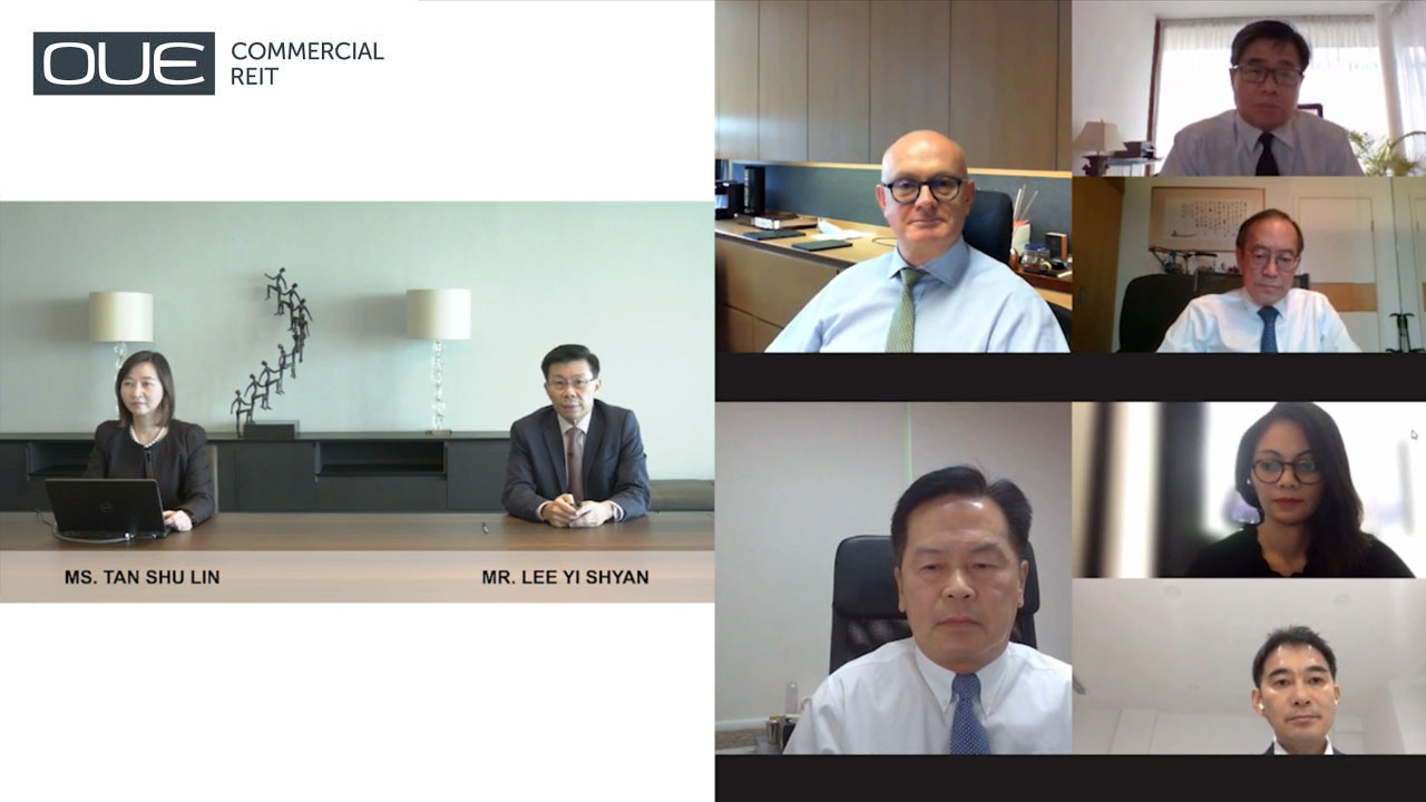 OUE Commercial Reit Virtual Annual General Meeting AGM Webcast with remote board of directors dial in